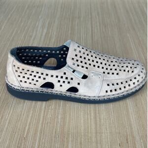 Rieker Slip On Loafers 39 Tan Laser Cut Elastic Flat Susan Anti Stress